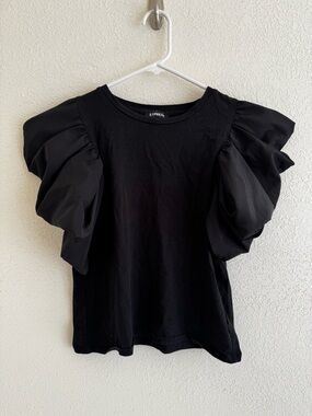 Express Women's Black Puff Sleeve Tee